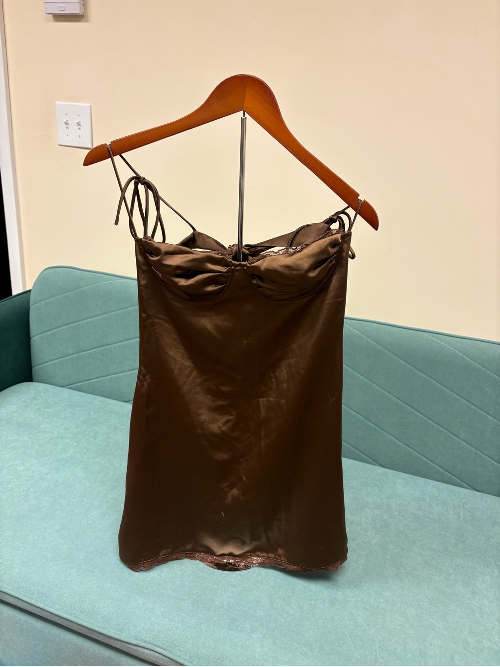 Princess Polly Chocolate Brown Satin Mini Slip Dress